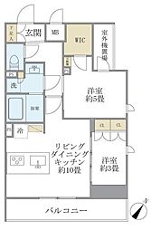 ジオエント駒込 7階2LDKの間取り