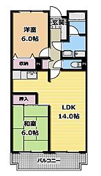 ルミエール新宿 4階2LDKの間取り