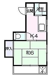 第13通南ビル 3階1Kの間取り