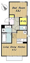 メゾンボナールA 1LDKの間取図画像