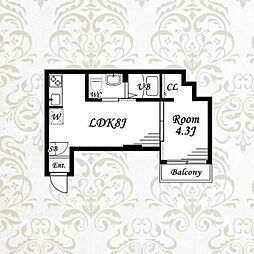 ソレア町田 2階1LDKの間取り