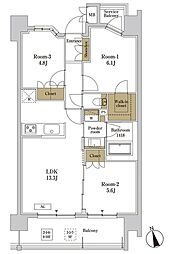 RJRプレシア川口 3LDKの間取図画像