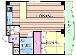 グランドールハタダ 1LDKの間取図画像