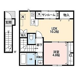 Rooms大島A 1LDKの間取図画像
