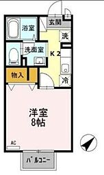 アネックス1 1Kの間取図画像