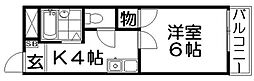 グランエスポワール 1Kの間取図画像