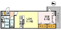 アーバンパイン 3階1LDKの間取り