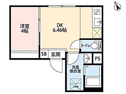 SPOY戸越銀座 3階1DKの間取り