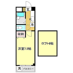 メゾン・ド・シャルテ 1Kの間取図画像