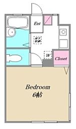 イーストプロスパ 1階1Kの間取り