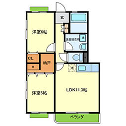 パルモア茨木 2LDKの間取図画像