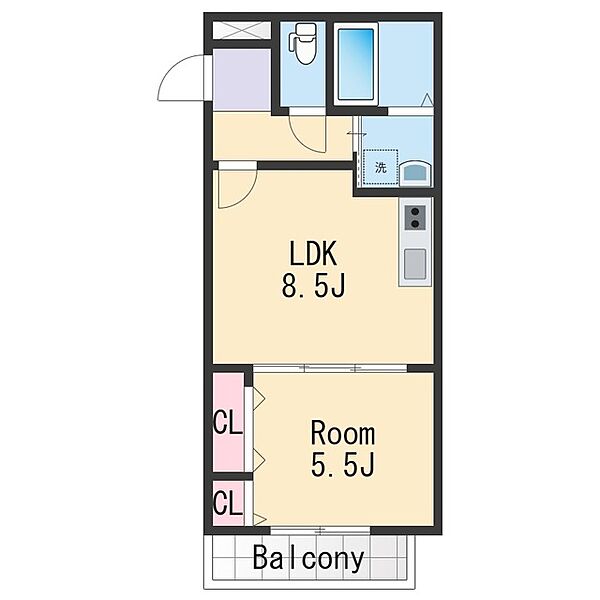 フジパレス吹屋町ＷＥＳＴ ｜和歌山県和歌山市吹屋町５丁目(賃貸アパート1LDK・3階・35.20㎡)の写真 その2