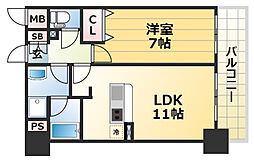 CITYSPIRE新神戸 6階1LDKの間取り