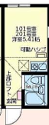 ユナイト和田町スウィーツアンサンブル ワンルームの間取図画像