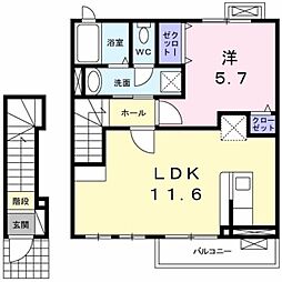 パレスハイム3 1LDKの間取図画像