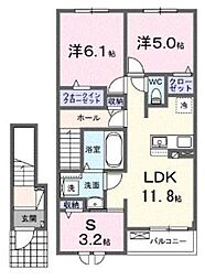 スカイ 2階2SLDKの間取り