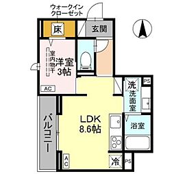 D-Sereno富士見町 1階1LDKの間取り