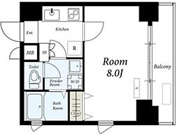 リブリ・新丸子 8階1Kの間取り