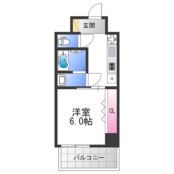 GLUCK MAISON S-SHINFUKAE XIII ｜大阪府東大阪市足代北１丁目(賃貸マンション1K・4階・24.90㎡)の写真 その2