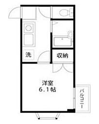 パールハイツ 2階1Kの間取り