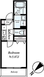 川越市野田町2丁目アパート 1Kの間取図画像