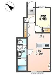さいたま市北区宮原町4丁目アパート 1LDKの間取図画像