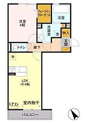 R.ザウバー 1LDKの間取図画像