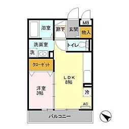 JR横浜線 淵野辺駅 徒歩11分の賃貸アパート 3階1LDKの間取り