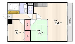 サンライズ明和 2LDKの間取図画像