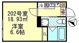 CK四ツ木 2階1Kの間取り