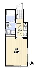 オーロ金町 1Kの間取図画像