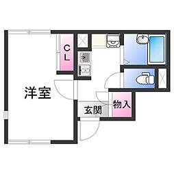 南海線 和歌山市駅 徒歩10分の賃貸アパート 1階1Kの間取り