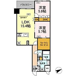 サンジョイアゼロ 4階2LDKの間取り