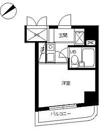 スカイコート川崎8 1Kの間取図画像