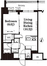 フレンシア高円寺北 7階1LDKの間取り