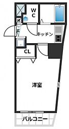スカイコート三田慶大前壱番館 1Kの間取図画像