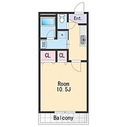 Ｍ　トゥルケーゼ 1階1Kの間取り