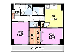 ヴューレジデンス 2DKの間取図画像