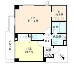 ヒューリック目黒三田 1LDKの間取図画像