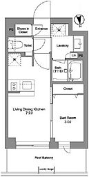 コンフォリア戸越公園 4階1DKの間取り