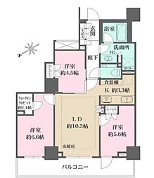 ザ・パークハウス三田ガーデン　タワー棟 910 9階3LDKの間取り
