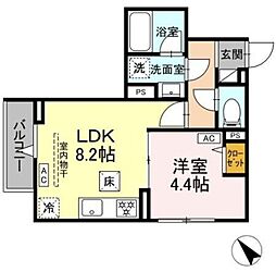 セレスティア徳丸 B棟 1LDKの間取図画像