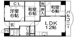 ベルメゾン宮下 1階3LDKの間取り