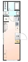 東急池上線 千鳥町駅 徒歩4分の賃貸マンション 2階ワンルームの間取り