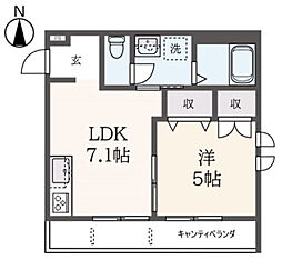 マ・メゾン仲町 1DKの間取図画像