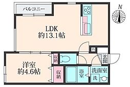 ミリアビタ前原 1LDKの間取図画像
