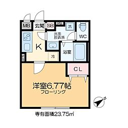 IXO中央本町 1階1Kの間取り