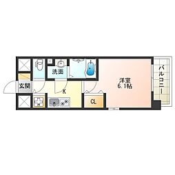 エスリードレジデンス大阪福島イースト 1Kの間取図画像