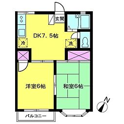 ジュネス77 2DKの間取図画像