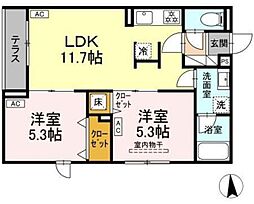 セレスティア荒川N 2LDKの間取図画像